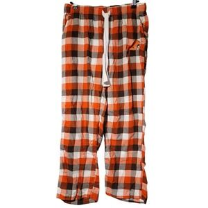 NFL Team Apparel Cleveland Browns Pajama Pants Women Medium Orange Plaid Flannel